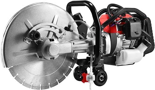Sierra de hormigón de 1300 W, sierra de corte a gas de 14 pulgadas con EPA, sierra circular de gasolina de 2 tiempos, ideal para cortar hormigón,