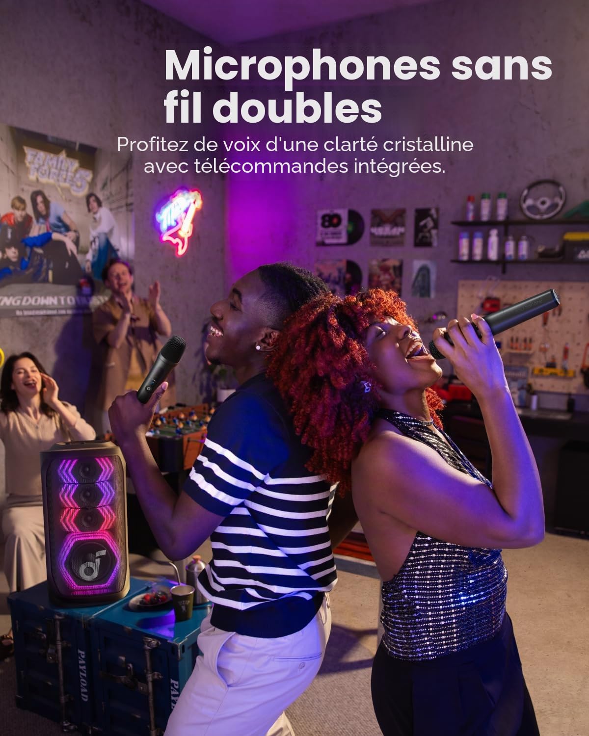 Soundcore par Anker Rave 3S Enceinte Bluetooth puissante | Avec 2 microphones sans fil, son 200 W, suppression vocale IA, amplificateur de voix, réverbération, jeu de lumière, 12h