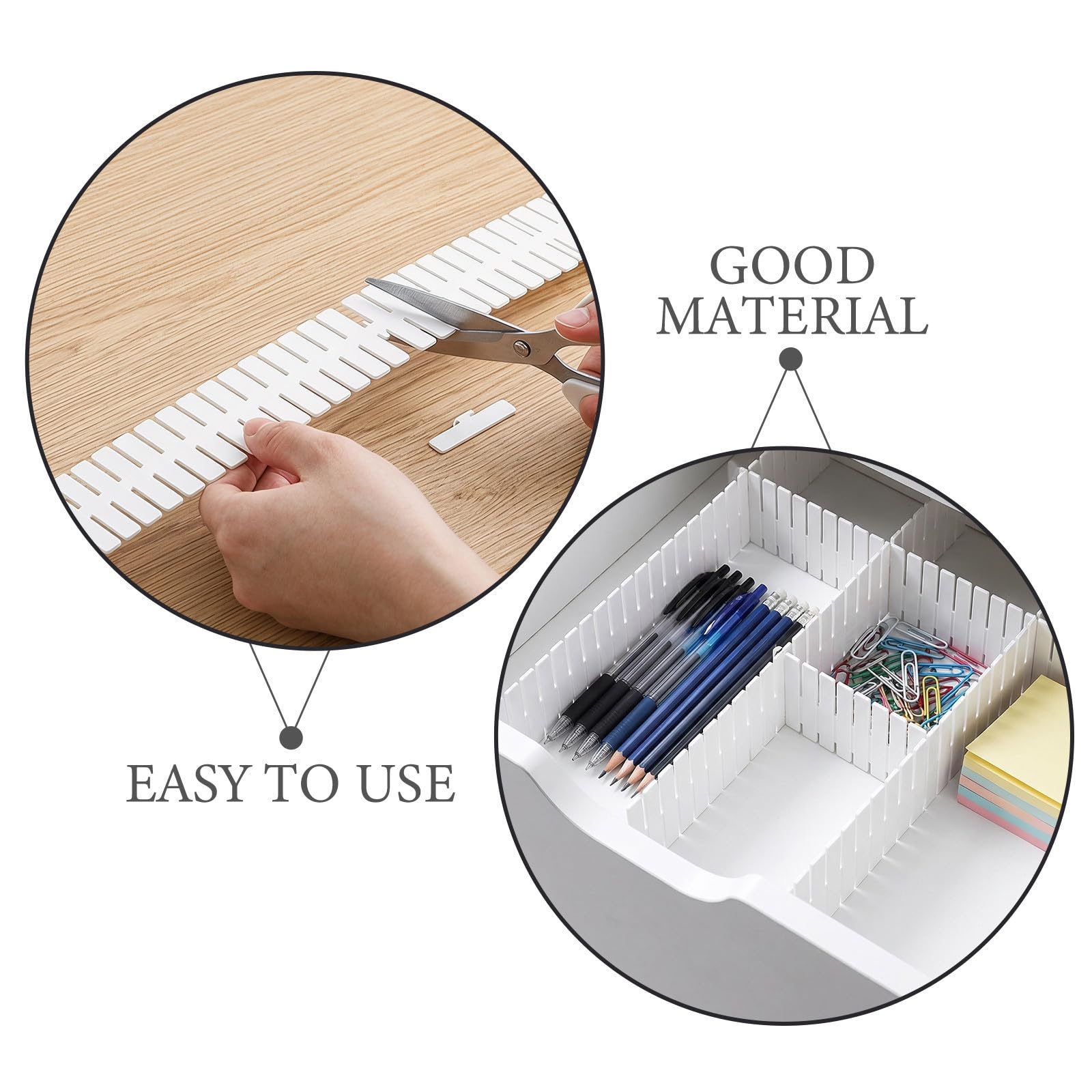 Separadores de Cajones Blancos de Pp Modular y Cortables para Ropa y Calcetines, Organizadores Multifuncionales para Cocina y Dormitorio, Pack de 20 Piezas