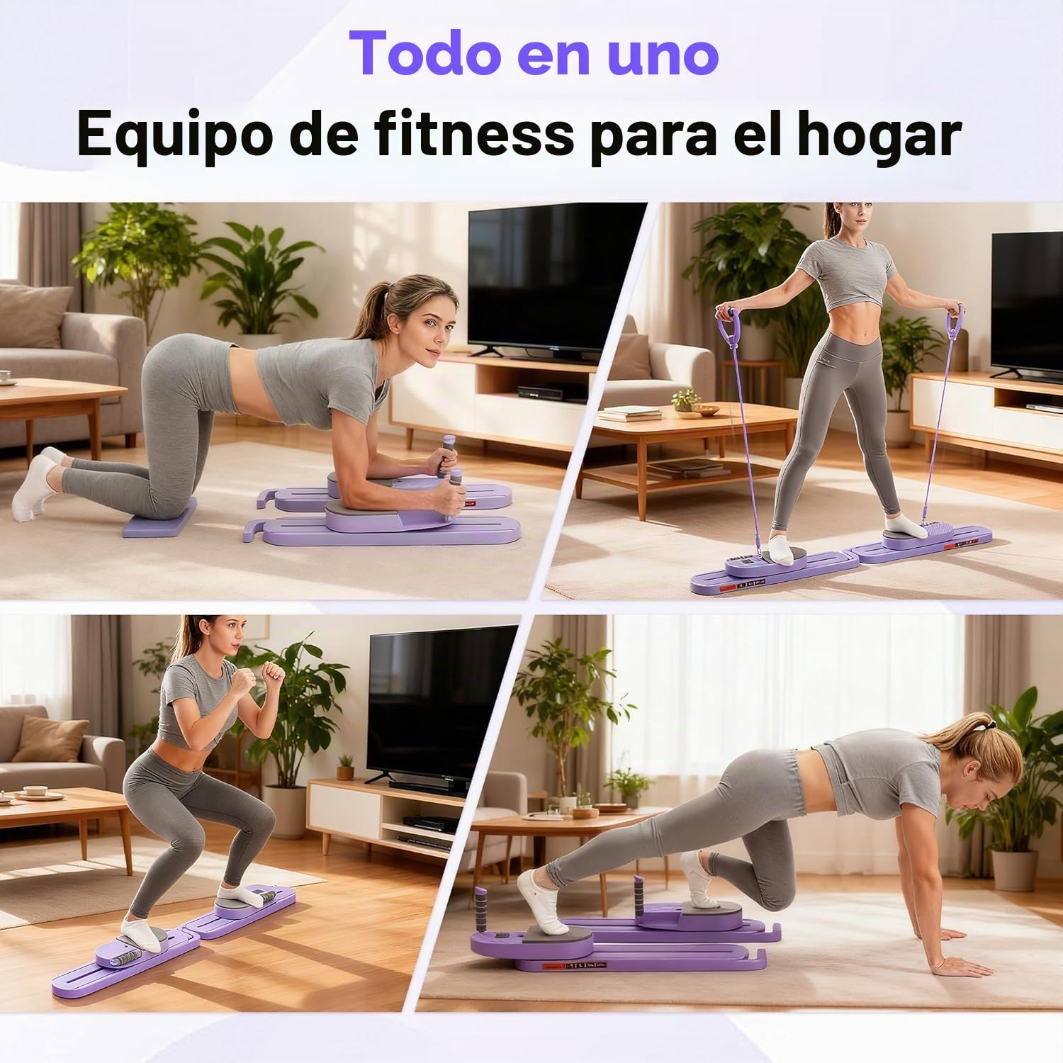 Tabla Reformer para Pilates con Bandas de Resistencia - Máquina de Pilates Portátil, Entrenamiento de Cuerpo Completo para Casa, Fortalecimiento del Núcleo, Tonificación de Glúteos y Piernas,