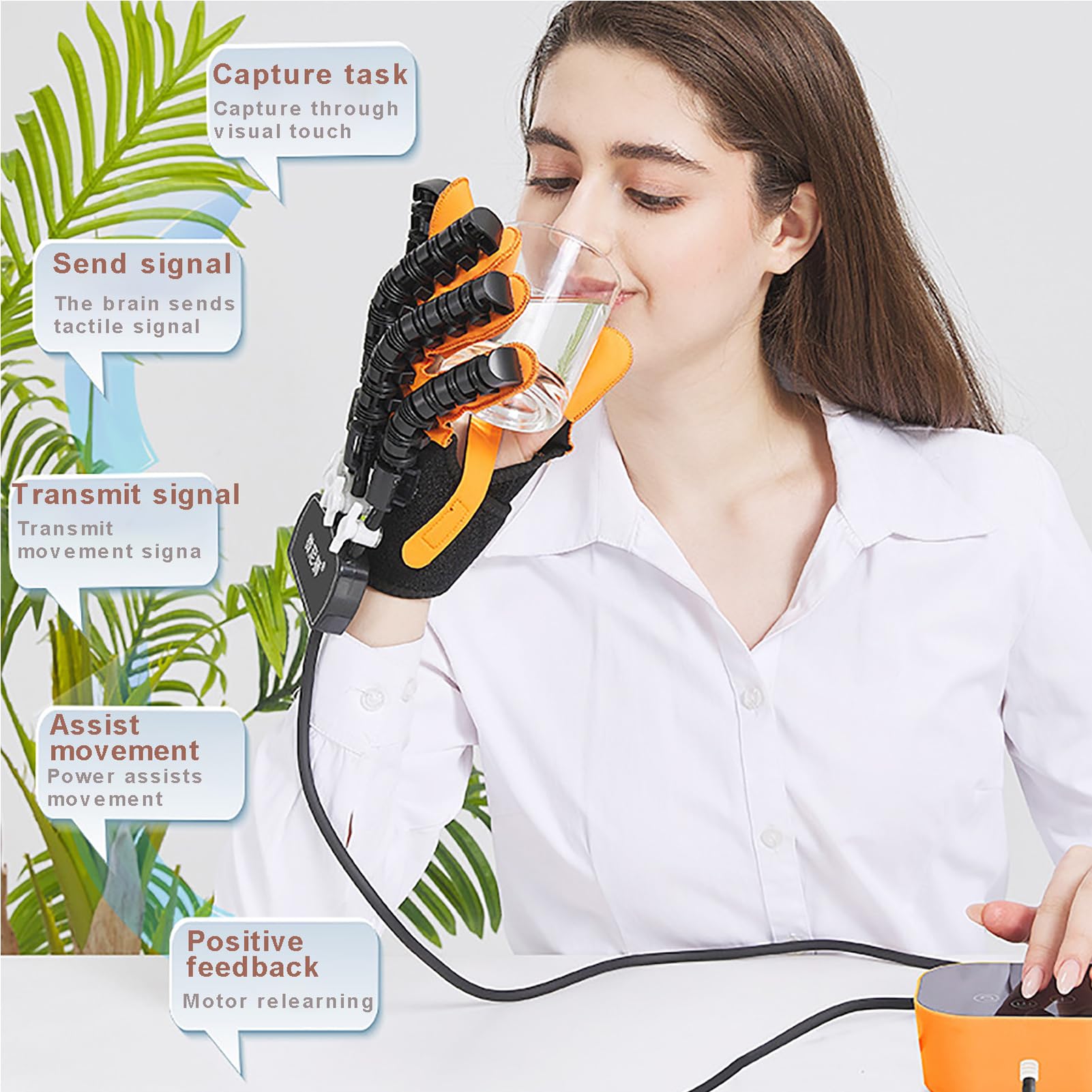 Guantes Robóticos de Rehabilitación para Ictus y Parálisis – Terapia de Manos y Dedos para Artritis y Recuperación de Hemiplejia Right Hand M