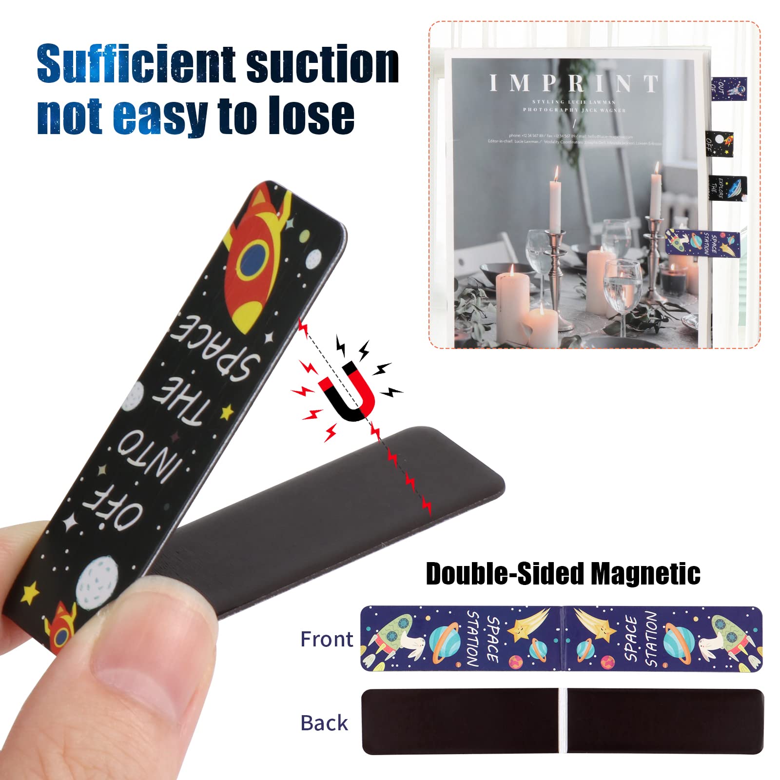 Segnalibri Magnetici Pianeta - 48 Pezzi Con Citazioni Ispiratrici, Per Studenti, Lettura E Decorazione - Foto 4