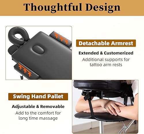 Miniatura 8 de civama Mesa de Masaje Cama de Masaje Portátil, 26 Libras Peso Ligero 2 Secciones Plegable Cama de Tatuaje Cuidado Facial Spa Cama de Pestañas Altura
