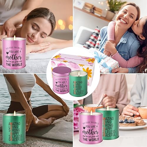 Miniatura 7 de Regalos para el día de la madre, 2 paquetes de velas de aromaterapia vainilla y soja de primavera, regalos divertidos para mamá, para relajación,