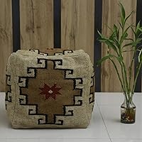 Vista 11 de Trade Star Funda tejida a mano para puf kilim, funda decorativa para puf de asiento hecho a mano, funda de puf otomano de lana de yute auténtico