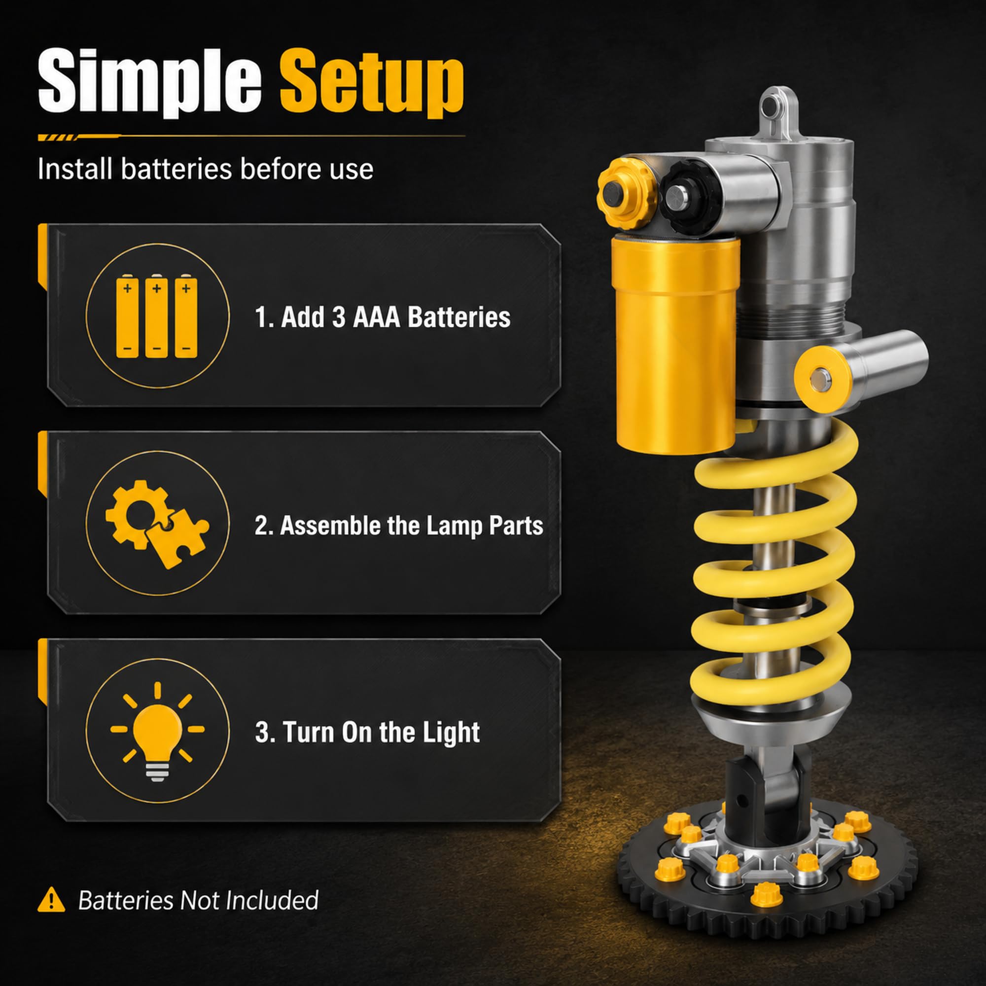 Elprico Lampe de Bureau à Amortisseur de Chocs, Veilleuse LED Imprimée en 3D avec Double éclairage, Lampe de Table Industrielle Alimentée par Batterie pour Salle de Jeux, Chambre à Coucher, Garage