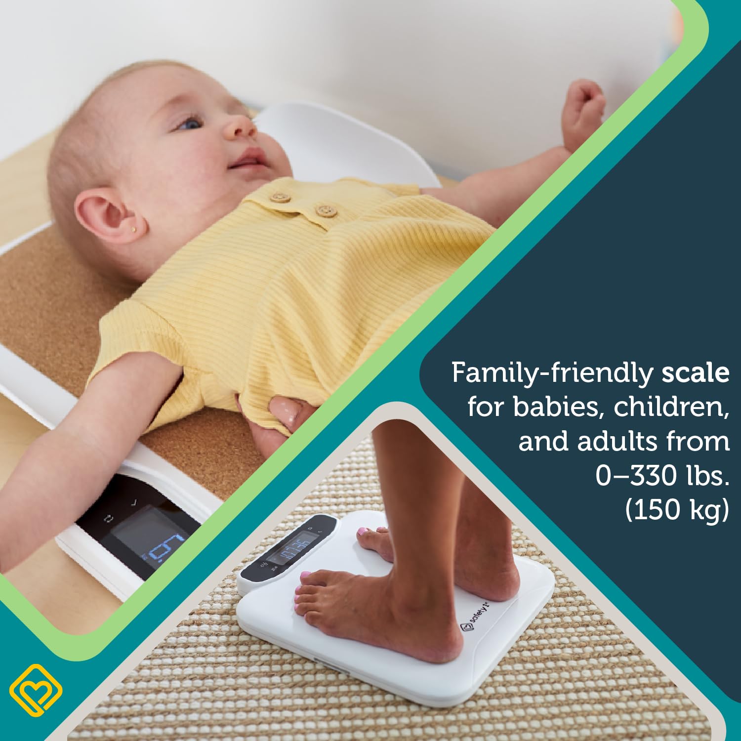 Safety 1st Bilancia familiare intelligente, per neonati, bambini e adulti da 0 a 150 kg.
