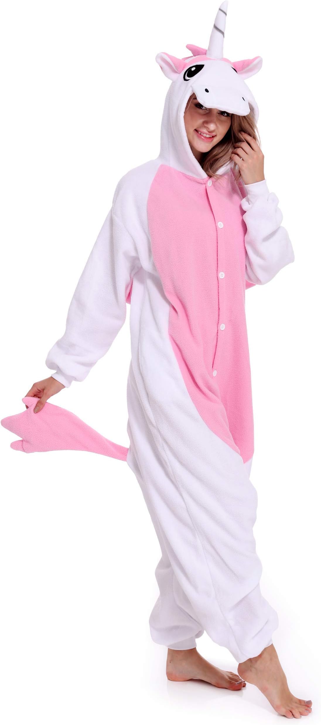 Unicorn One-Piece Pajamas Animal Cosplay Costume Halloween Sleepwear Unisex for Adult