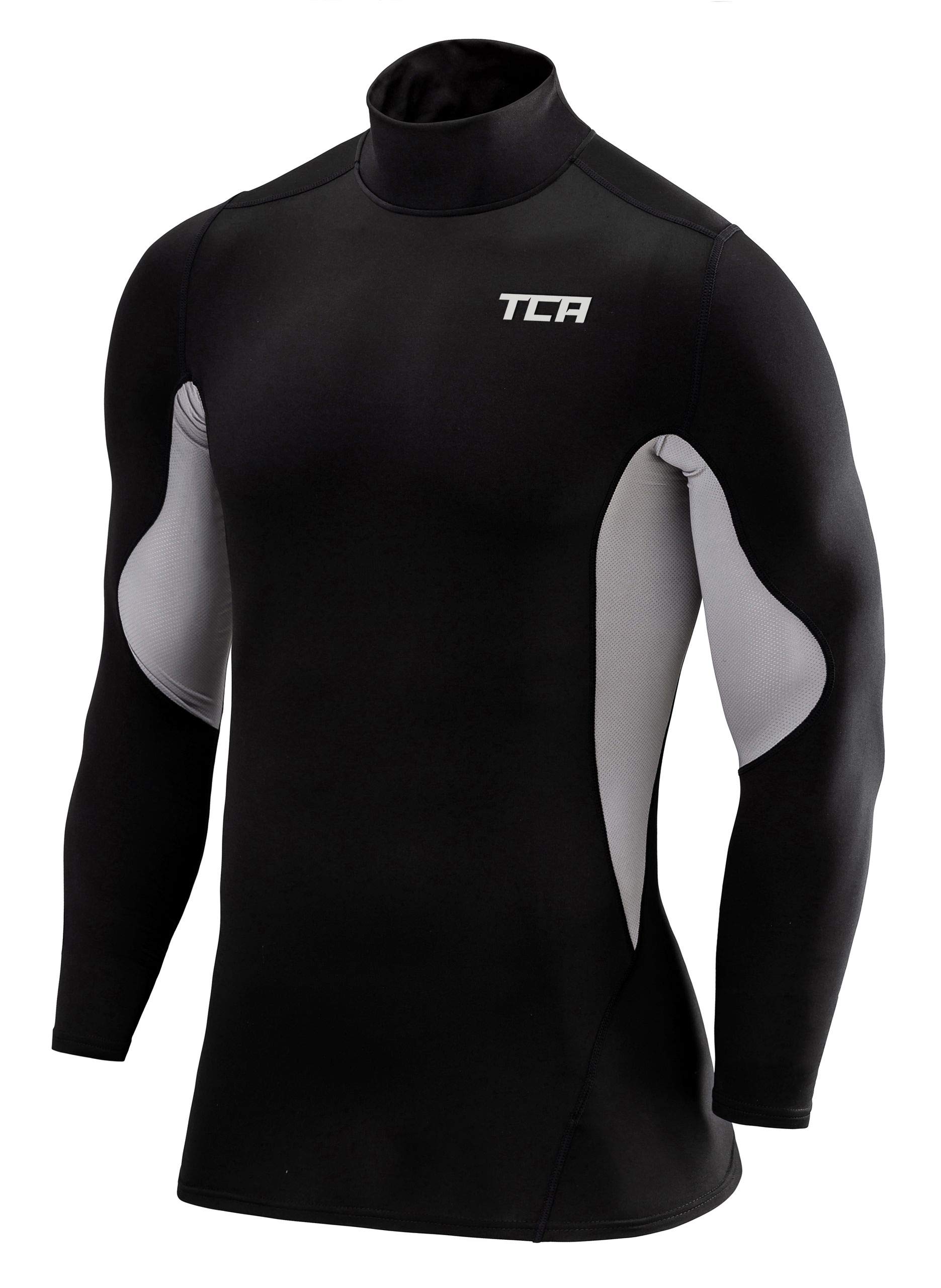 TCA Kompressionsshirt für Herren mit Kragen - Funktionsunterwäsche Herren Jungs Stehkragen - Funktionsshirt Langarm - Baselayer Fahrrad Laufen Gym - Compression Shirt