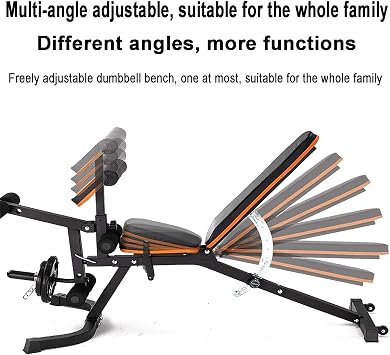 Home Gym Dumbbell Bench for Full Body Exercise Weight Bench Adjustable Folding Incline Decline Workout Bench Sit-ups Bench Fitness Bench Max Load 660lbs