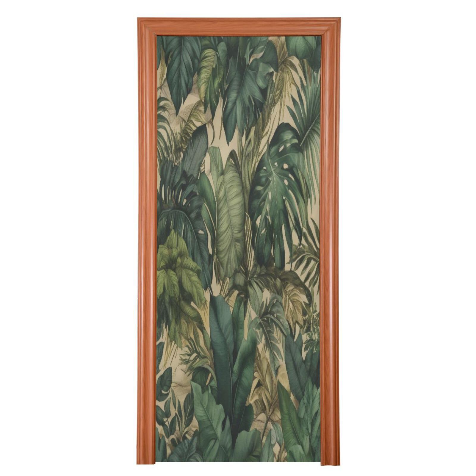 FLildon Palm Tree Leaves Hawaii Art Door Cover Decoration, Party Accessory Porch Decor for Festive Ornament Room Door Covers 35 x 79 Inch