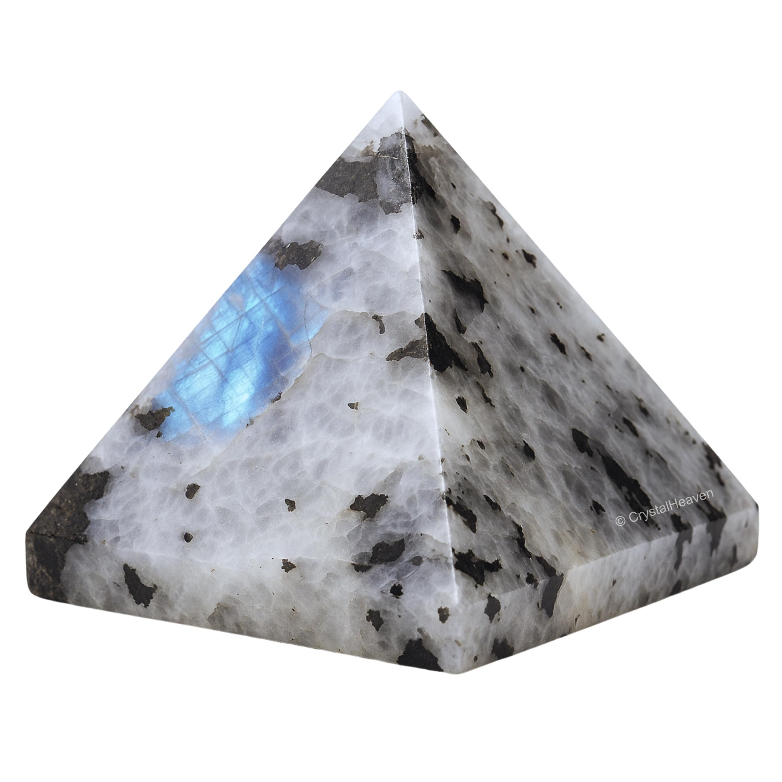 Crystal Heaven Certified Rainbow Moonstone Pyramid - 1" Inch Crystal Pyramid For Positive Energy, Vastu, Reiki And Chakra Healing