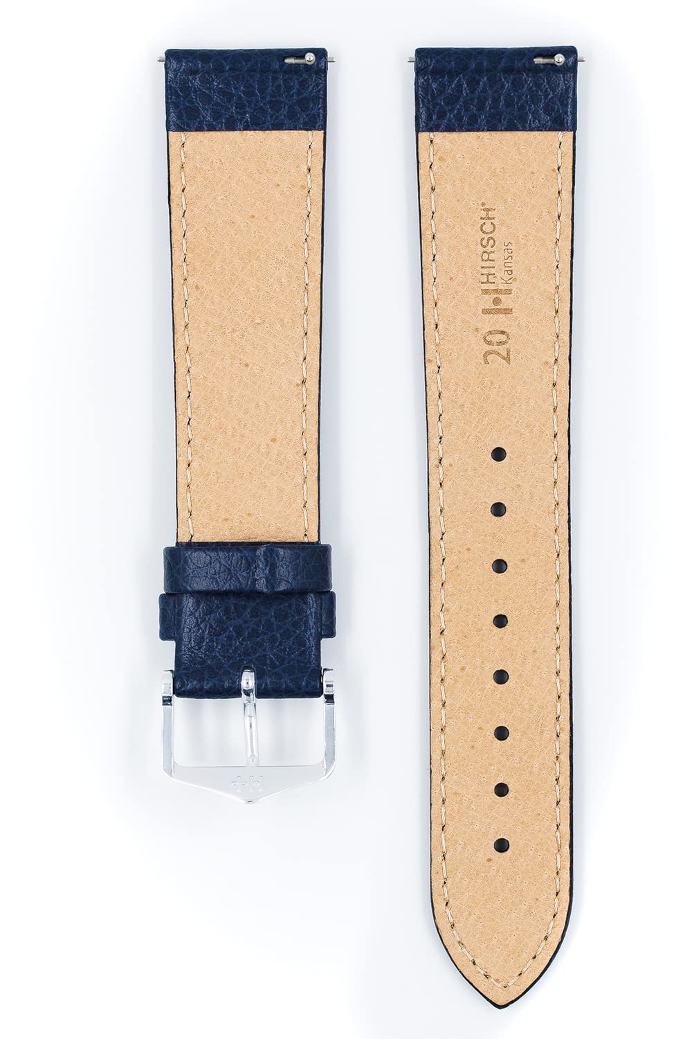 HIRSCH Cinturino Kansas L - vera pelle di vitello - stampa a bufalo - uomo/donna - blu - 22 mm