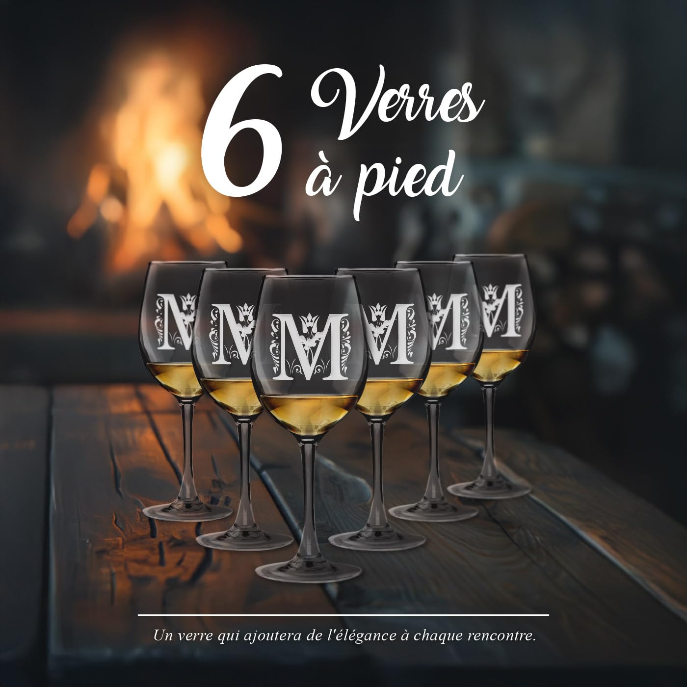Maverton 6 Verres à Vin en Cristal pour elle, 6 Verres gravés 350 ml