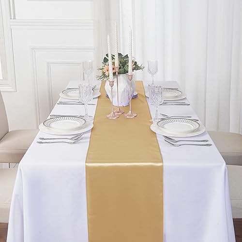 Miniatura 7 de flohar Paquete de 6 caminos de mesa de seda satinada de 12 x 108 pulgadas para bodas, fiestas de cumpleaños, banquetes, decoración de graduaciones,