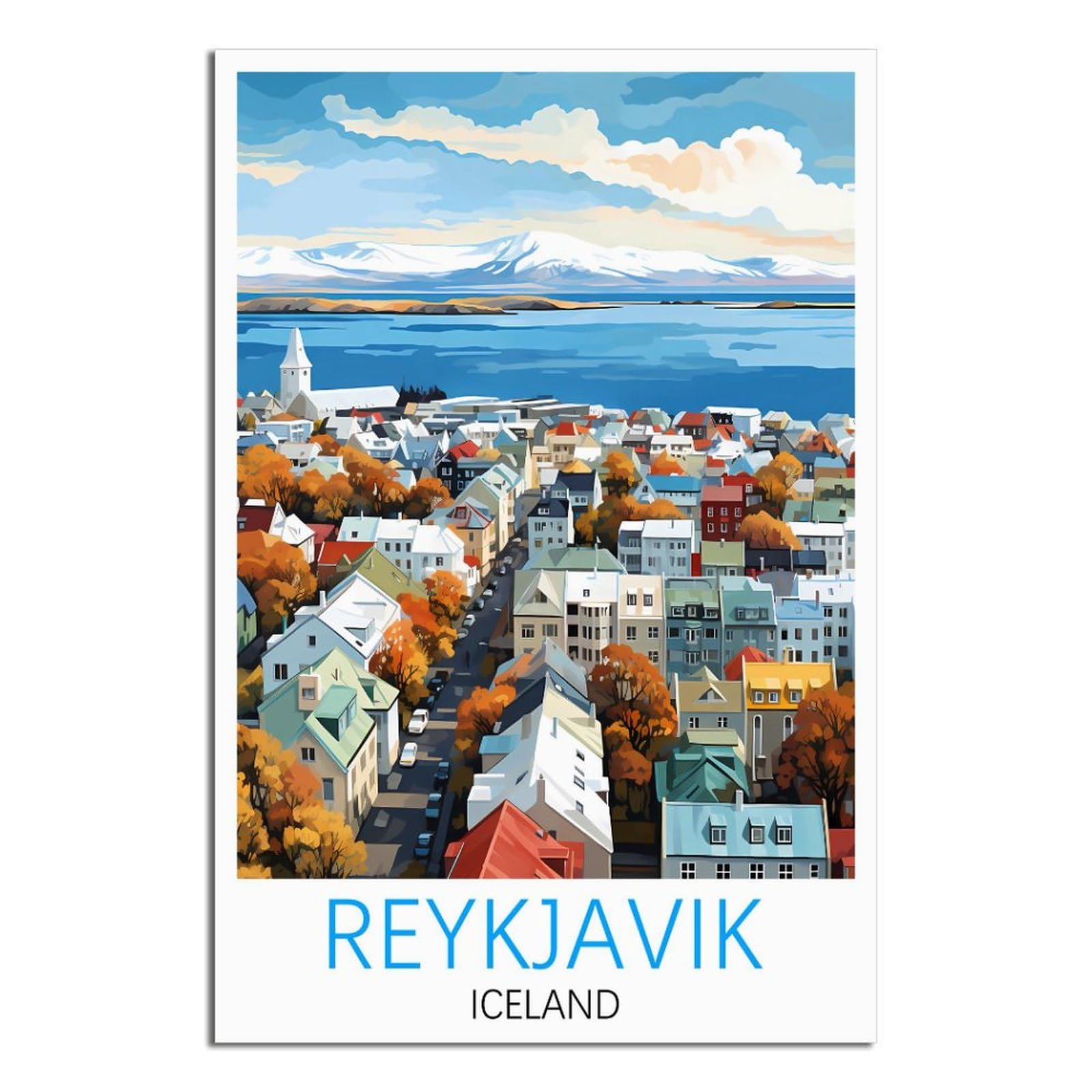 EZMLFA Diamond Painting Kits for Adults,Reykjavik Iceland DIY Crystal Embroidery Gifts,Diamond Art Craft,for Living Room Home 30x40cm