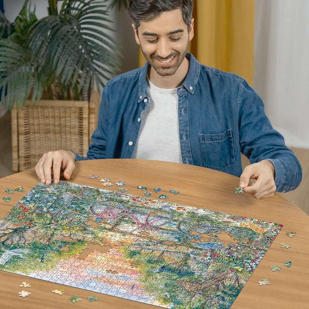 Erwachsenenpuzzle 1000 Teile - Verträumte Fahrräder in Amsterdam: 50 Jahre Blaues Dreieck - Die limitierte Sonderedition zum 50. Geburtstag