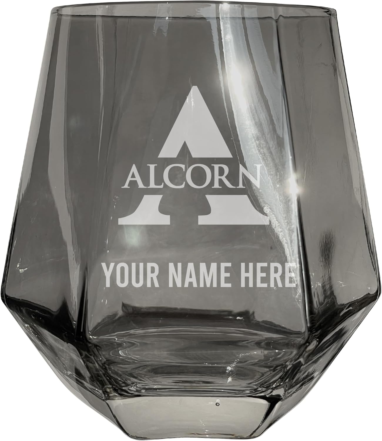 R and R Imports Copa de Vino Sin Pie Alcorn State Braves Personalizable 10 oz Gris