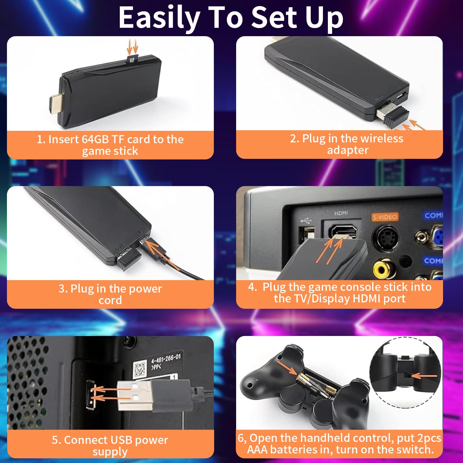 Retro Gaming Console - 20,000+ Built-in Classic Games, 18 Emulators 4K Game Console with 2 Wireless Controllers, 64GB Plug & Play Retro Video Game System for HDTV, Computer, Projector