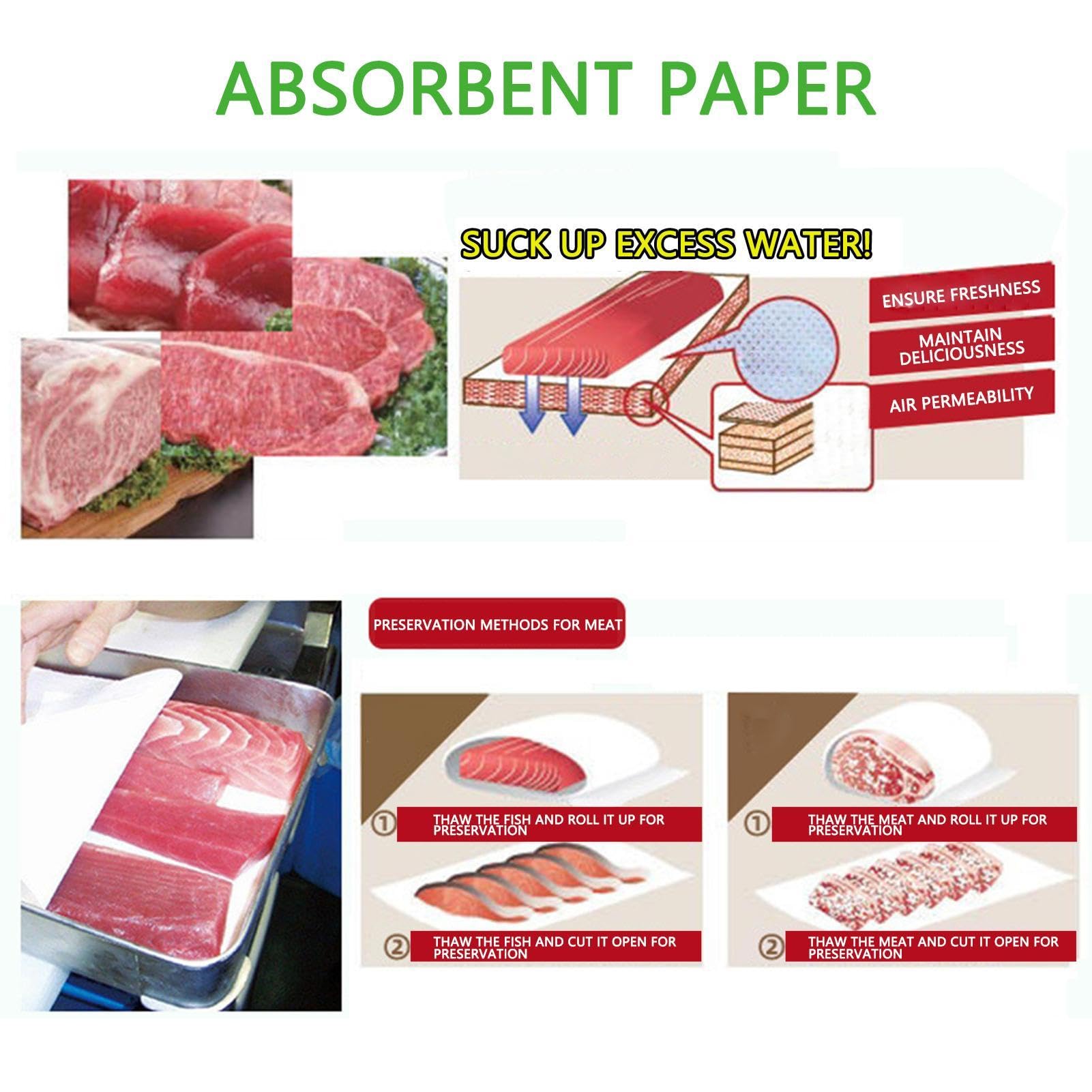 100 Tamponi Assorbenti Per Carne E Pesce | In PE E SAP, 16x8 E 18x10 Cm, Anti-umidità E Anti-odore Per Cucina E Macelleria