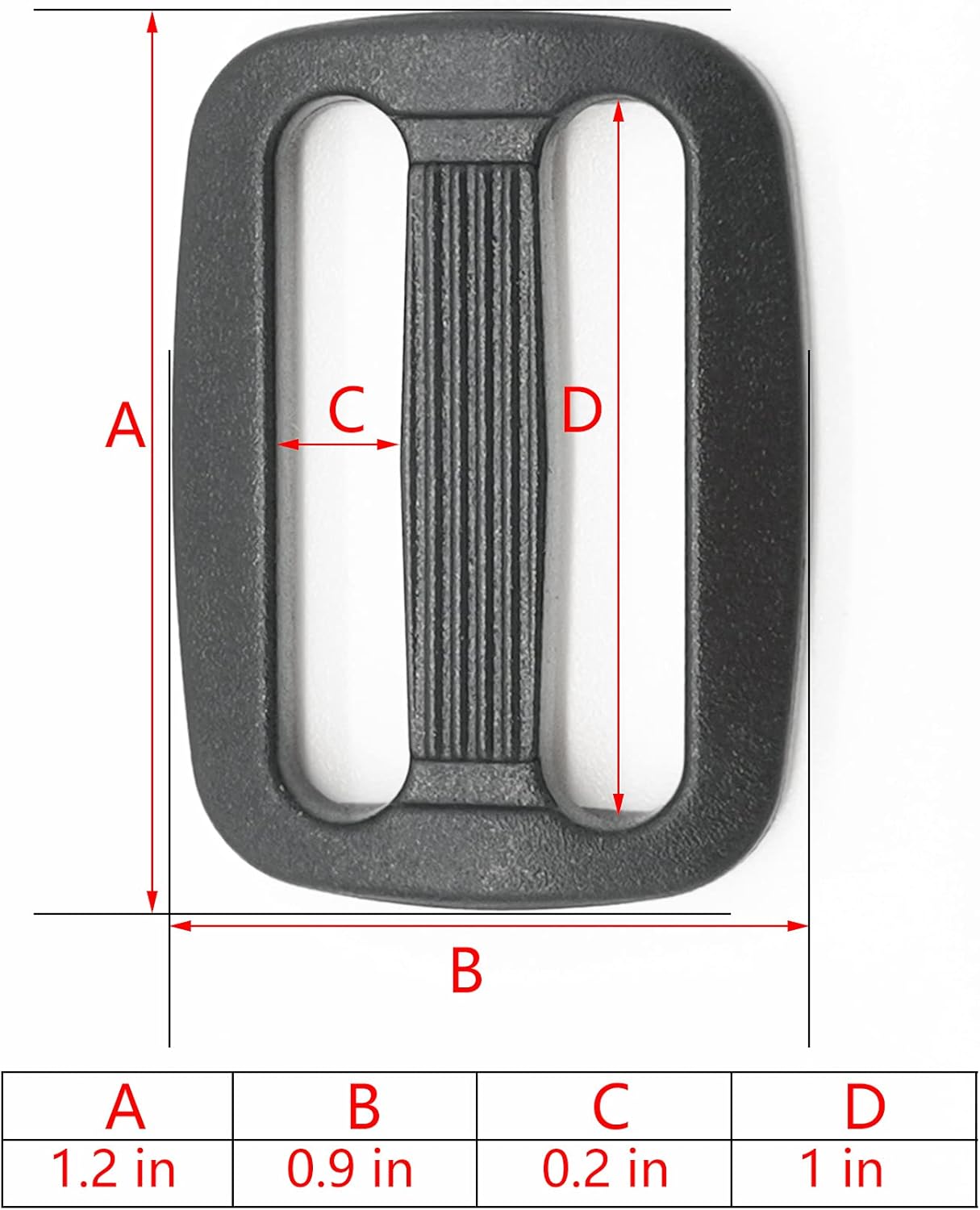 Tri-Glide Slide 1 Inch, 10pcs Flat Buckles Button, Clips Snaps Heavy Duty Plastic Tri-ring Buckle Replacement for Webbing Strap, Wide Dog Collars, Rifle Slings, Backpack Fanny Pack Nylon Straps Belt - Image 2