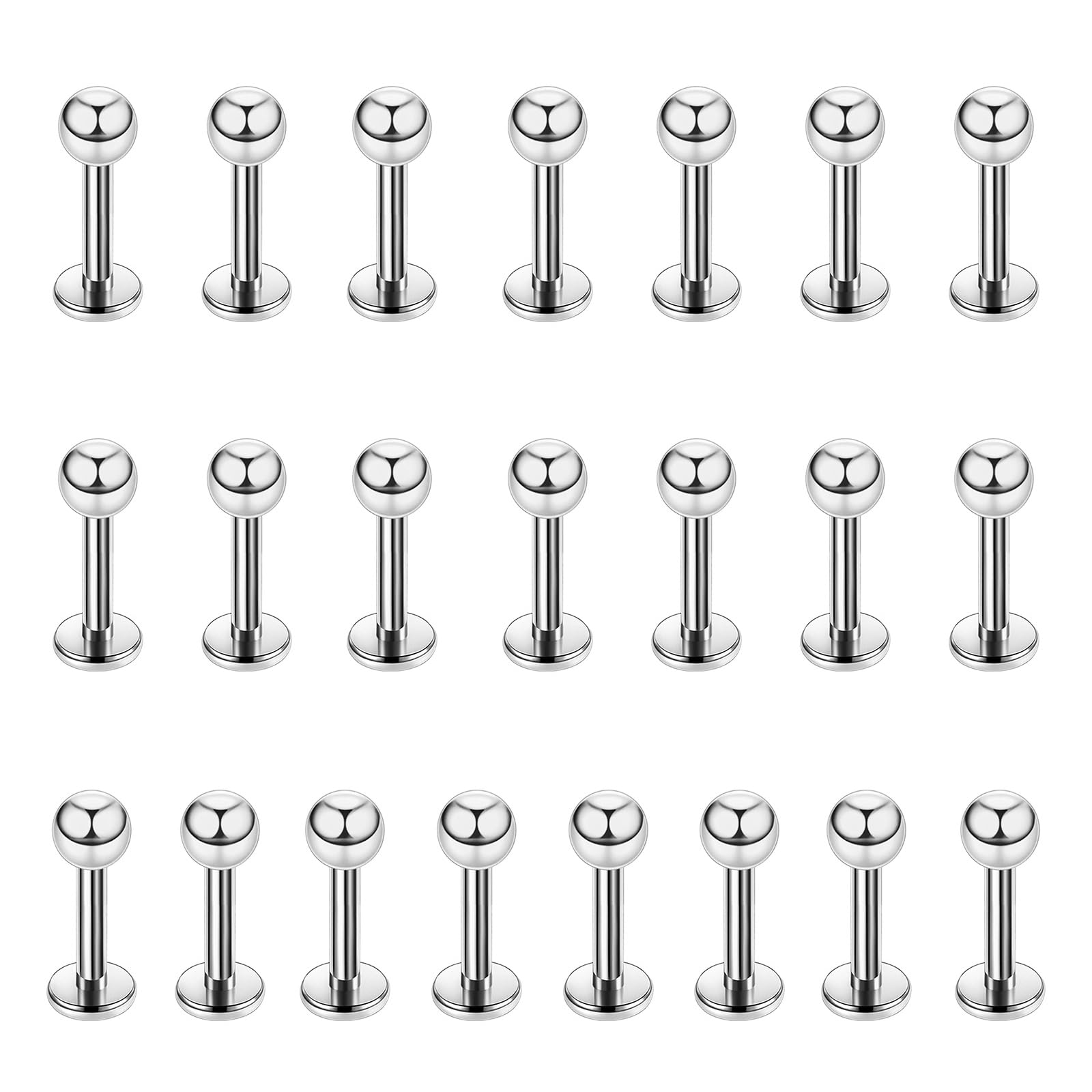 CABBE KALLO Stainless Steel Lip Rings, Set of 22, 14G