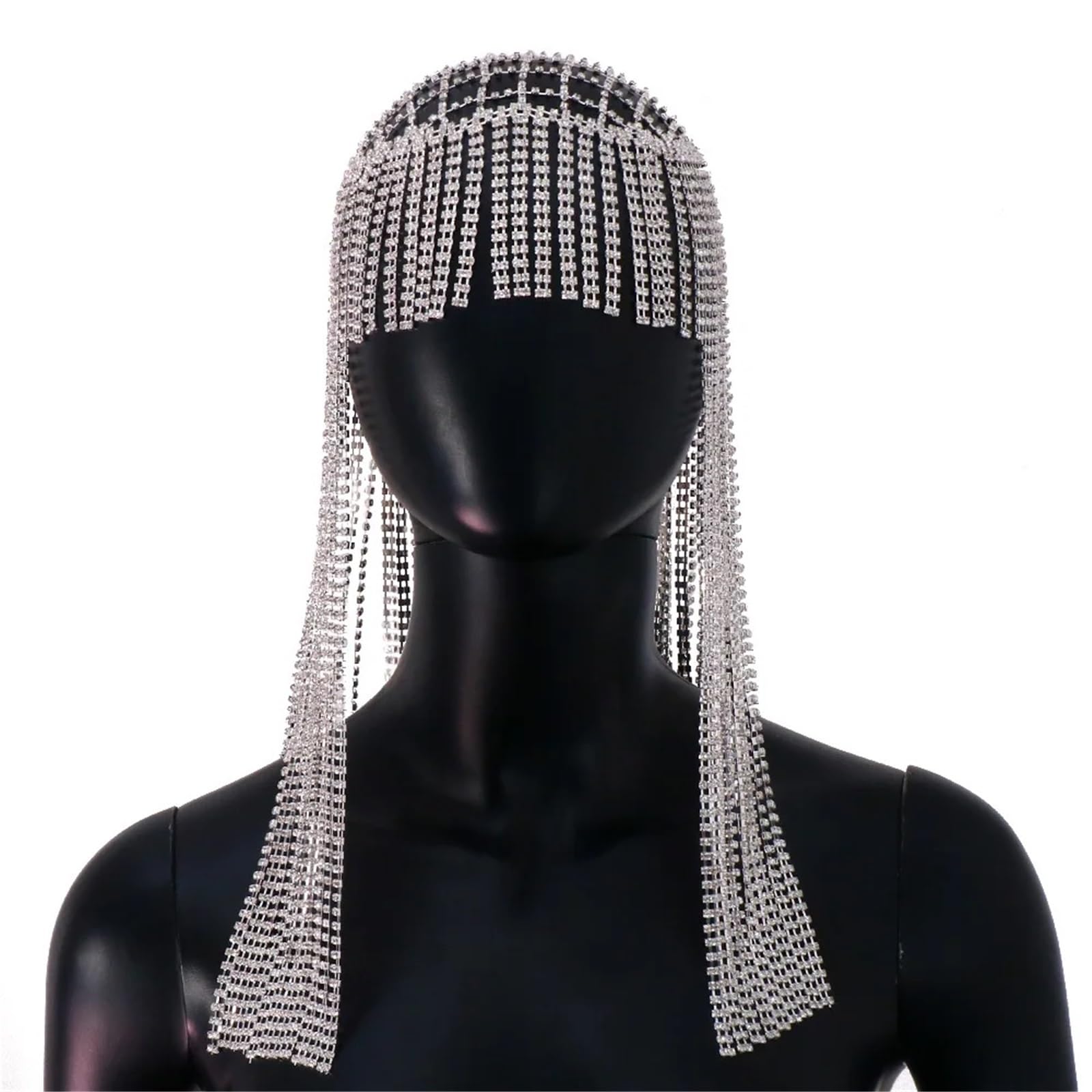 Cadena para el pelo Cadena larga con flecos y diamantes de imitación