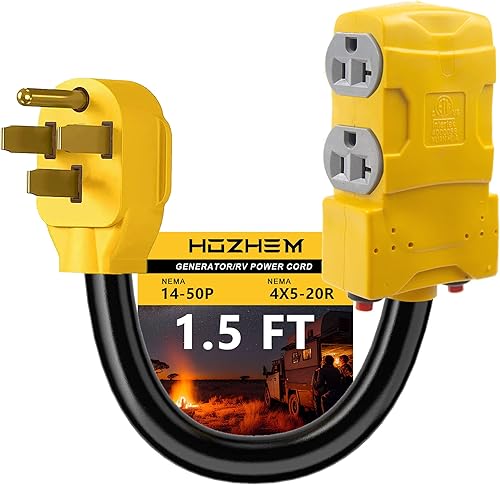 HOZHEM Cable adaptador RV de 30 amperios a 30 amperios, cable de alimentación para generador NEMA TT-30P a L5-30R, con enchufe de conector de