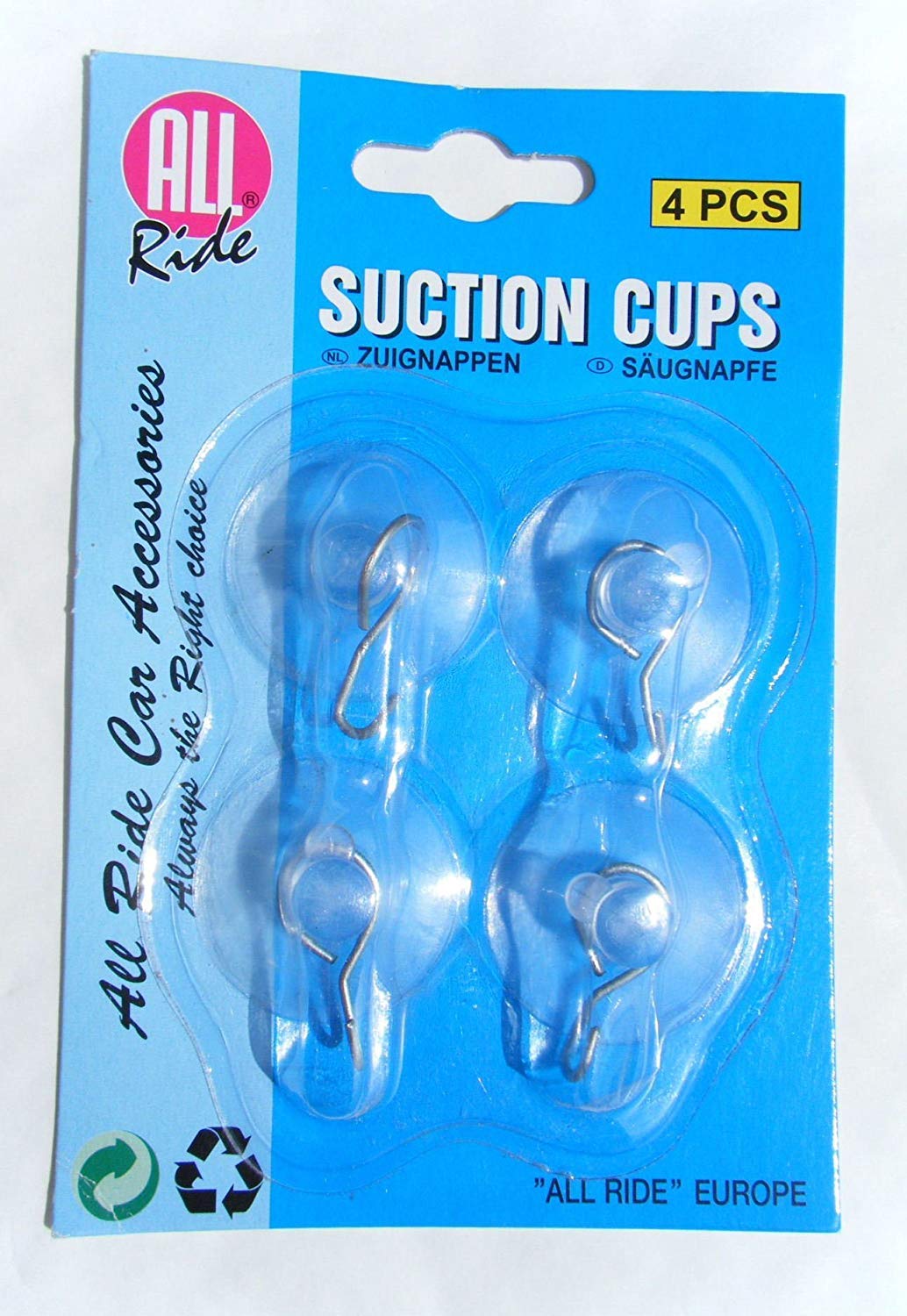 Set of 4 Suction Cups with Metal Hanging Hook