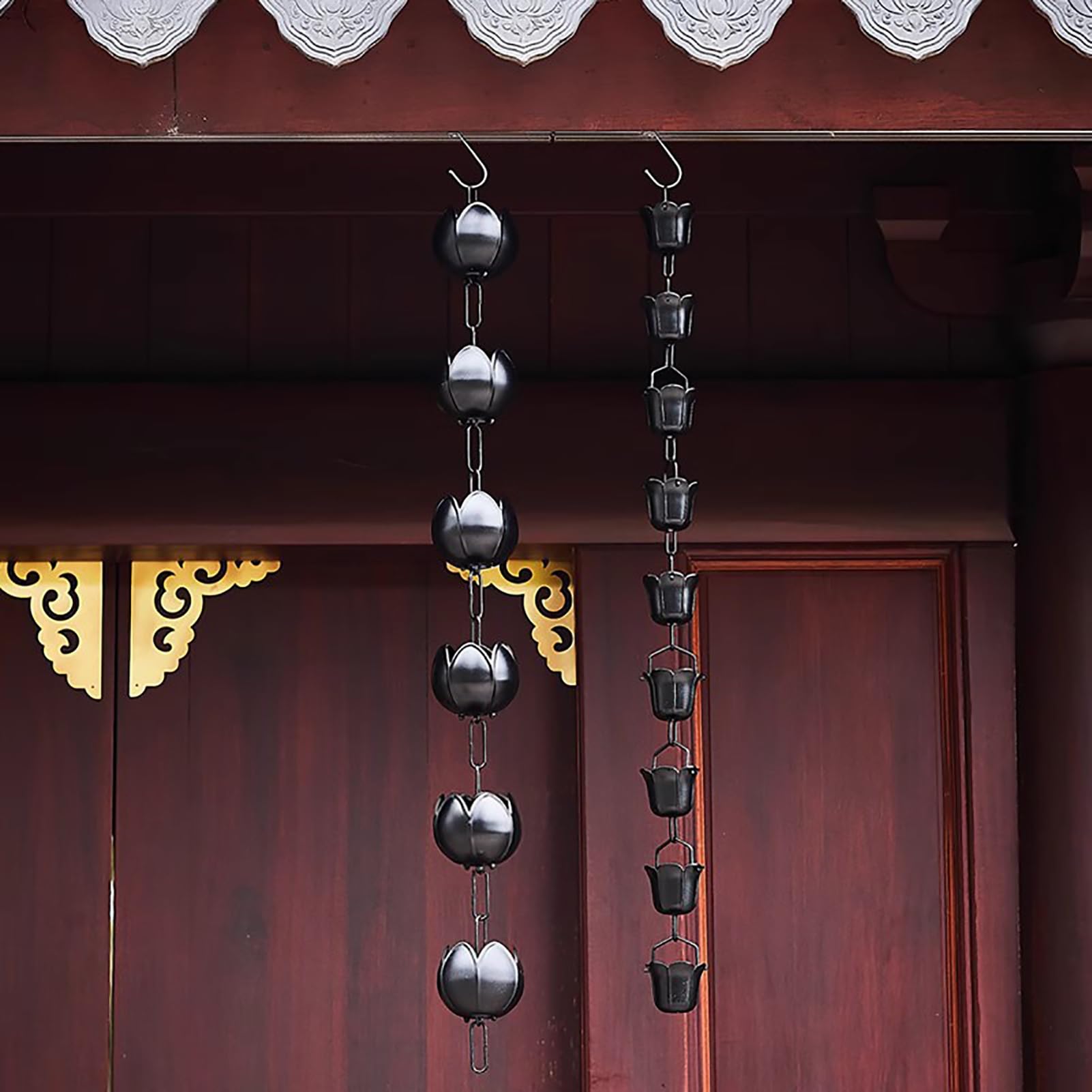 Cadena de lluvia para canalones, solución decorativa de drenaje con diseño de campana