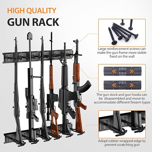 Miniatura 3 de Heevir Estante para armas de pared  Soporte de pared ajustable para interior de pistola, soporte de exhibición resistente para rifle de escopeta con