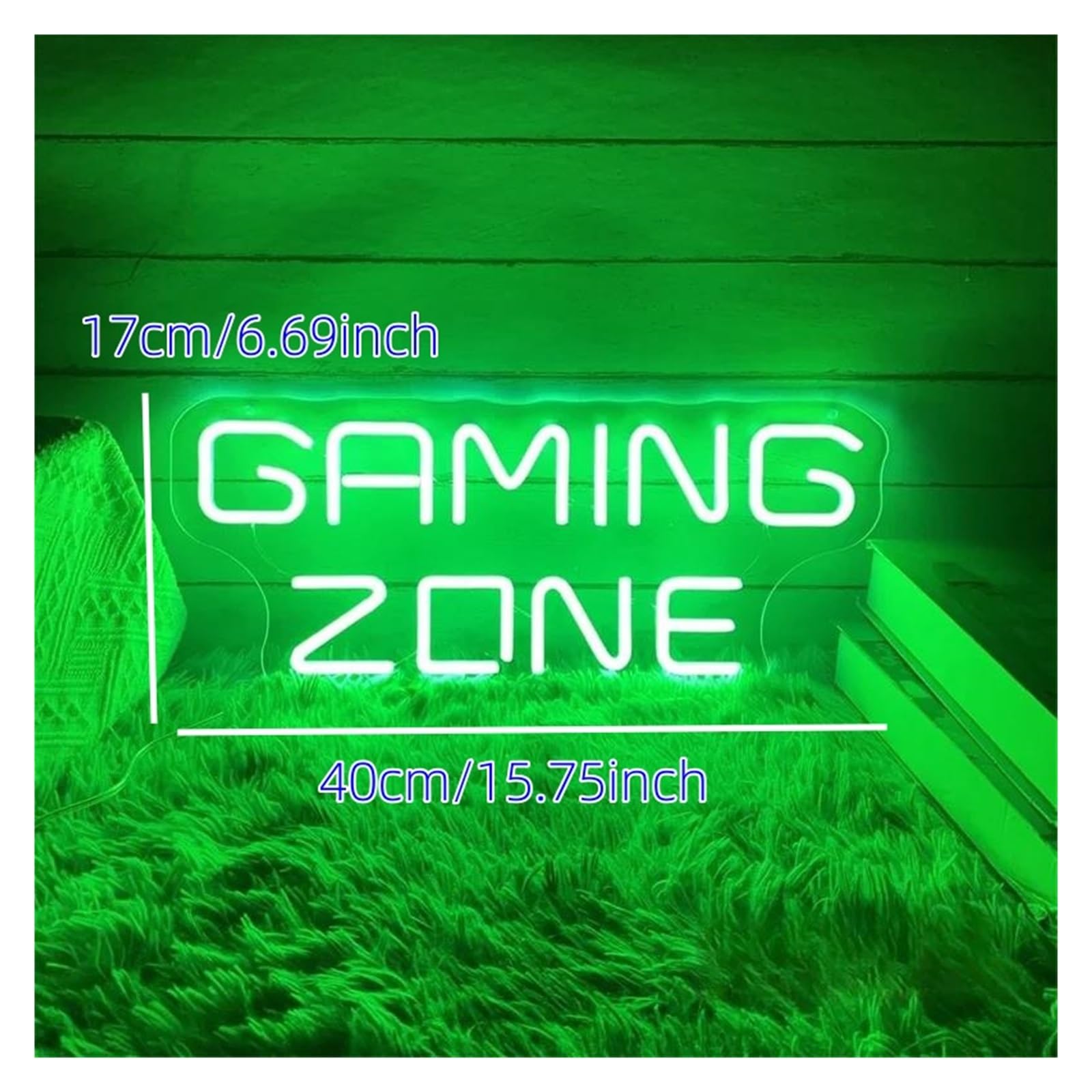 Décor Mural Lumière Gaming Zone Enseigne Au Néon LED Décoration Murale Pour Salle De Jeux Maison Chambre Décoration Enseigne Lumineuse Alimentée Par USB Lampe 40cmx17cm(Orange,Blue,Green,Silver,Black)