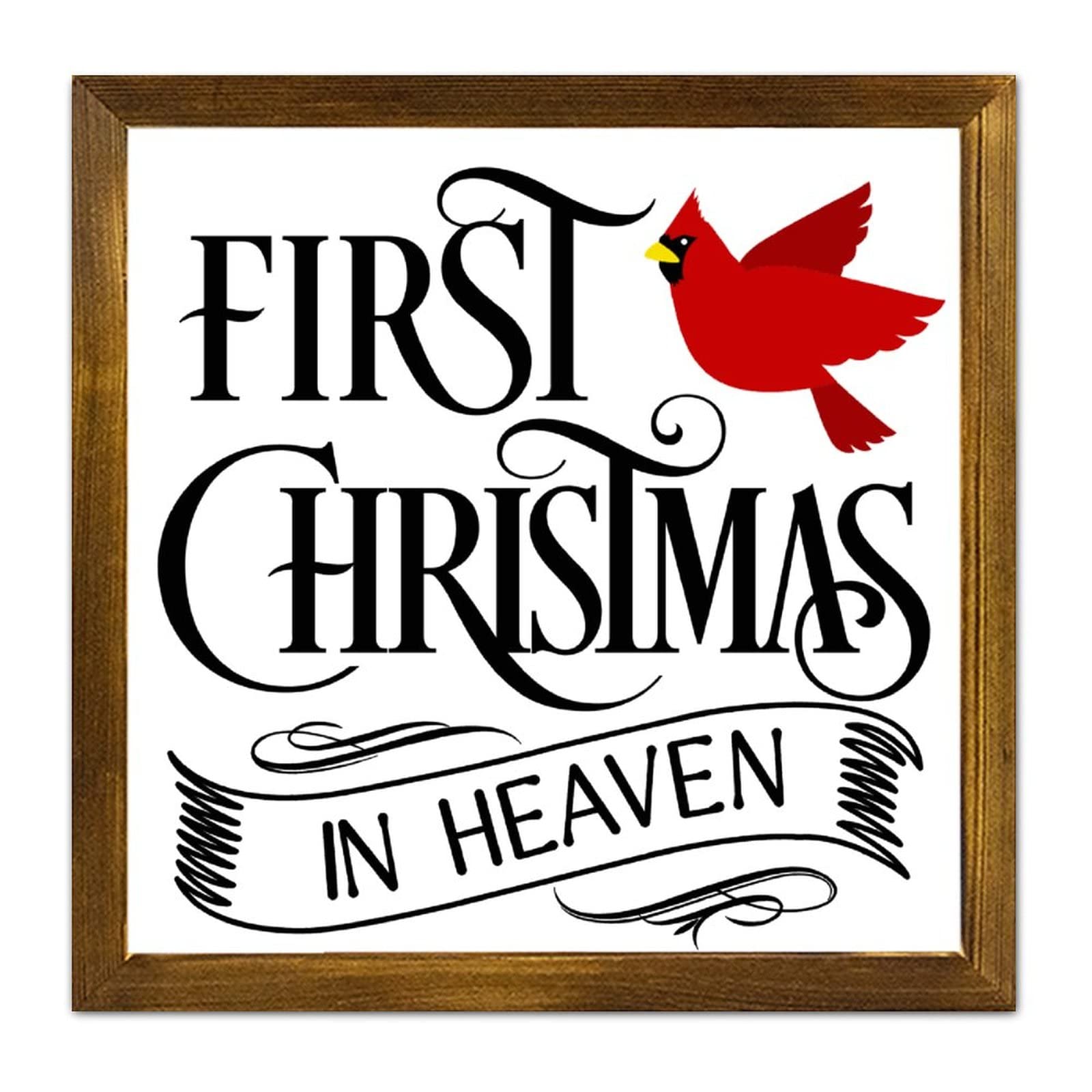 Panneau de Noël en bois First Christmas in Heaven idée cadeau souvenir de fêtes