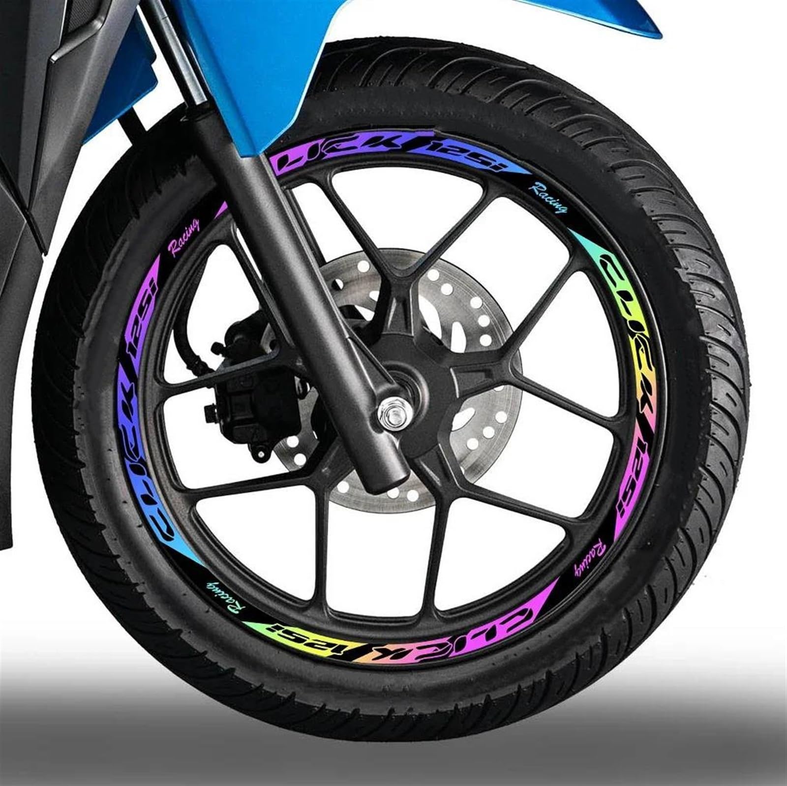 Felgenrandaufkleber Regenbogen-Radaufkleber Für Motorräder, Felgenrandstreifen, Roller-Dekoration Für Click 125 125i CLICK150i 150 Radaufkleber(Farbe 4)