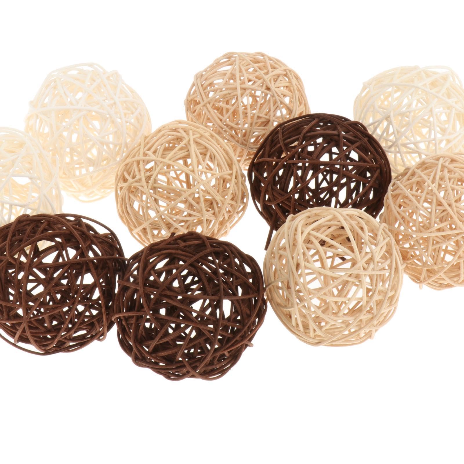 Boules décoratives en rotin Naturel Lot de 10 pièces 3 cm Remplissage pour Vase décoration intérieure