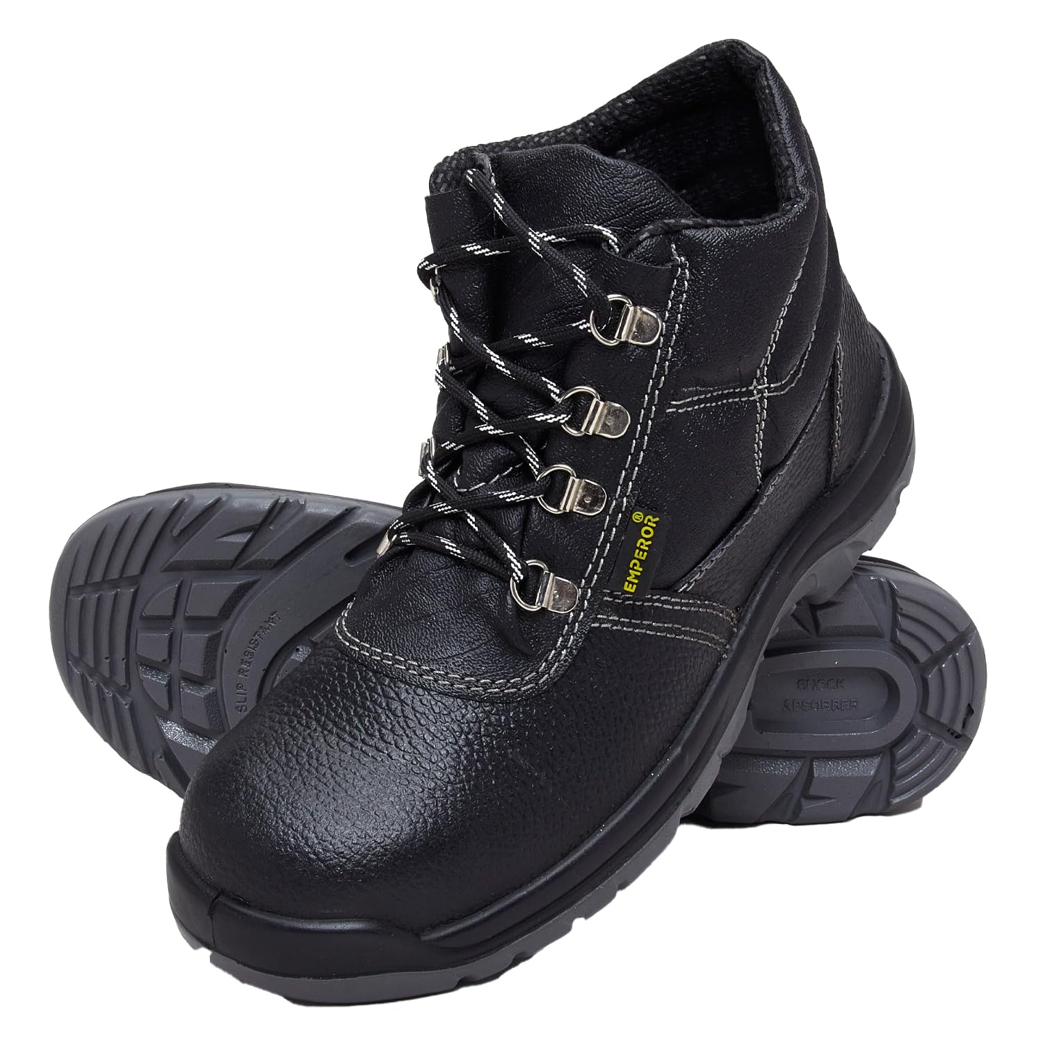 Magnate Black Safety Shoes for Men - Lightweight Genuine Leather, Steel Toe, Anti-Skid, Abrasion-Resistant Dual Density Sole-image-18