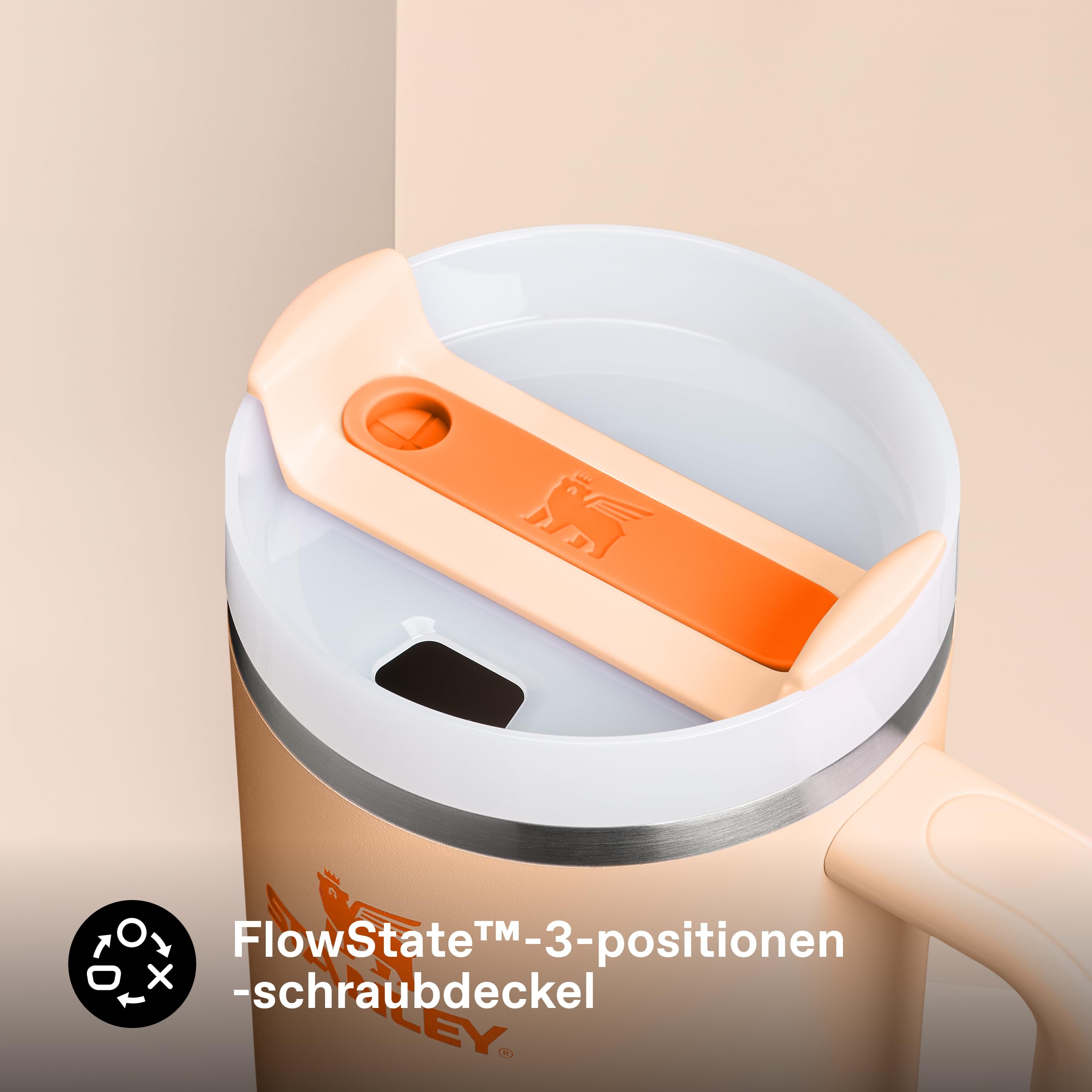 STANLEY 1913 Quencher H2.0 FlowState Trinkbecher 1.2L - Orange Sherbet | Kühlt 11 Std. - 48 Std. eisgekühlt - Mit Strohhalm, Griff und Deckel - Spülmaschinenfest - BPA-frei