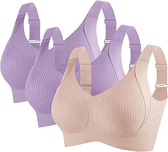 Bras for Women 3 PC No Underwire Full Coverage Sports Bras Seamless Comfortable Bralettes Push up Wireless Underwear