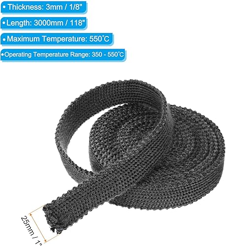 Miniatura 2 de PATIKIL Junta de estufa de madera de 1 x 18 x 118 pulgadas, cuerda plana de fibra de vidrio de grafito resistente a altas temperaturas para estufas