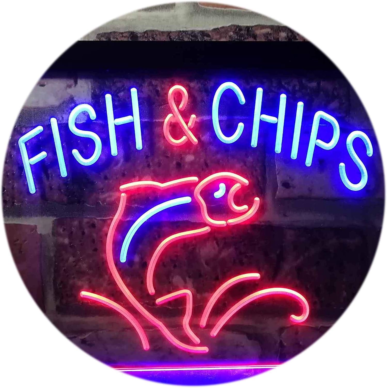 ADVPRO Fish & Chips Fast Food Restaurant Dual Color LED Neon Sign Blue & Red 12" x 8.5" st6s32-i3142-br