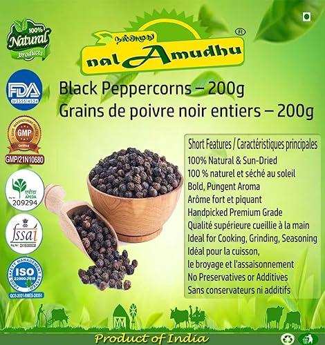 nalAmudhu Pimienta Negra | Pimienta | Kerala Special Kuru Milagu 7.05 oz