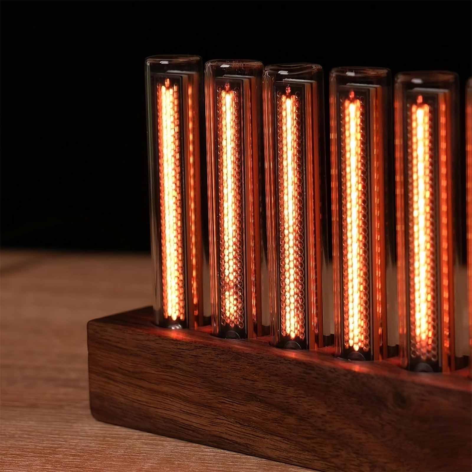 ERICAT Music Spectrum Visualizer Audio Spectrum, Visualizer Music Spectral Rhythm Light Mit 12 Nixie-Röhren Und 7 Voreingestellten Modi, Walnussholzsockel Und 240 RGB Pickup Light, Für Familie, Musik