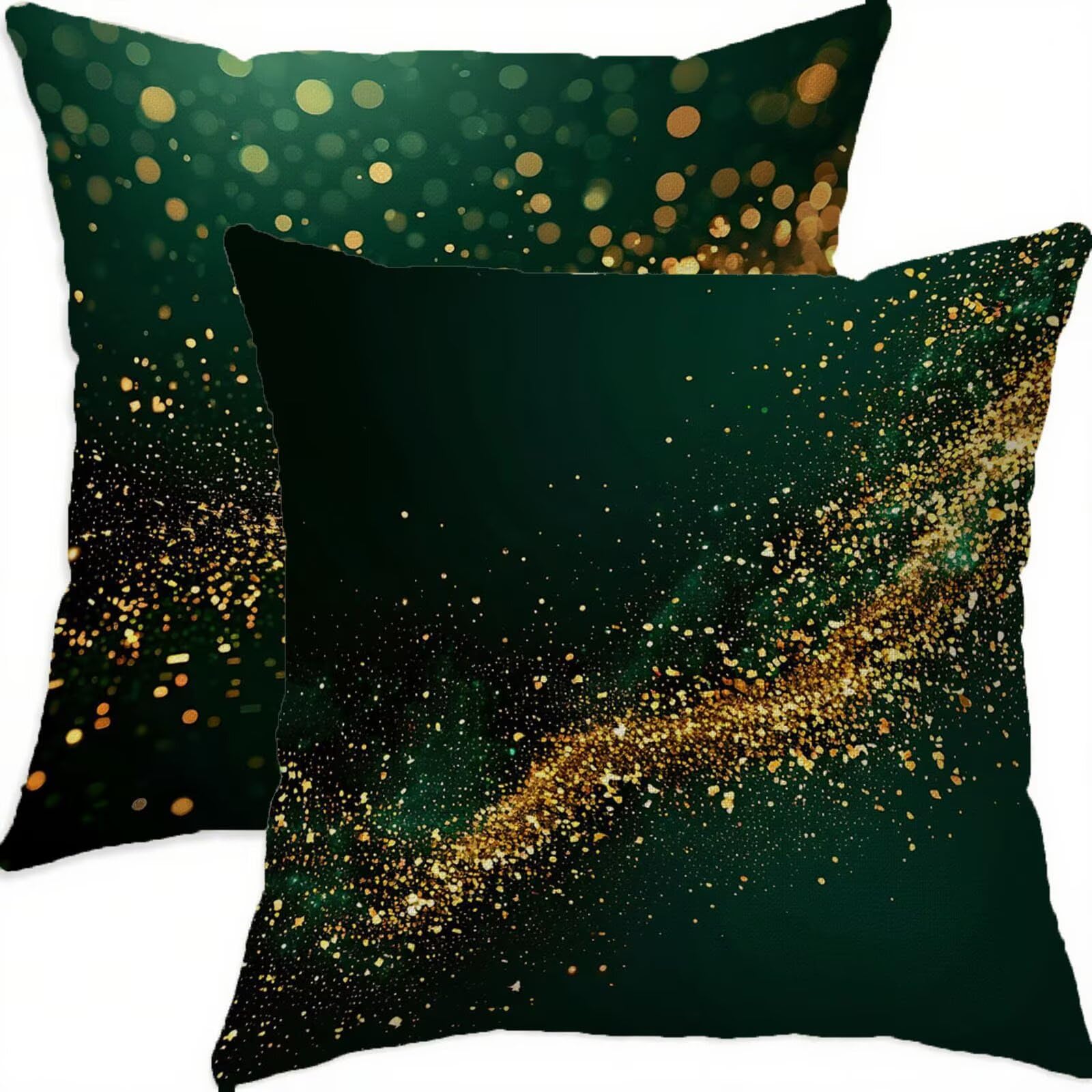 Housse coussin 75x75cm vert vintage en lin imperméable lot de 2
