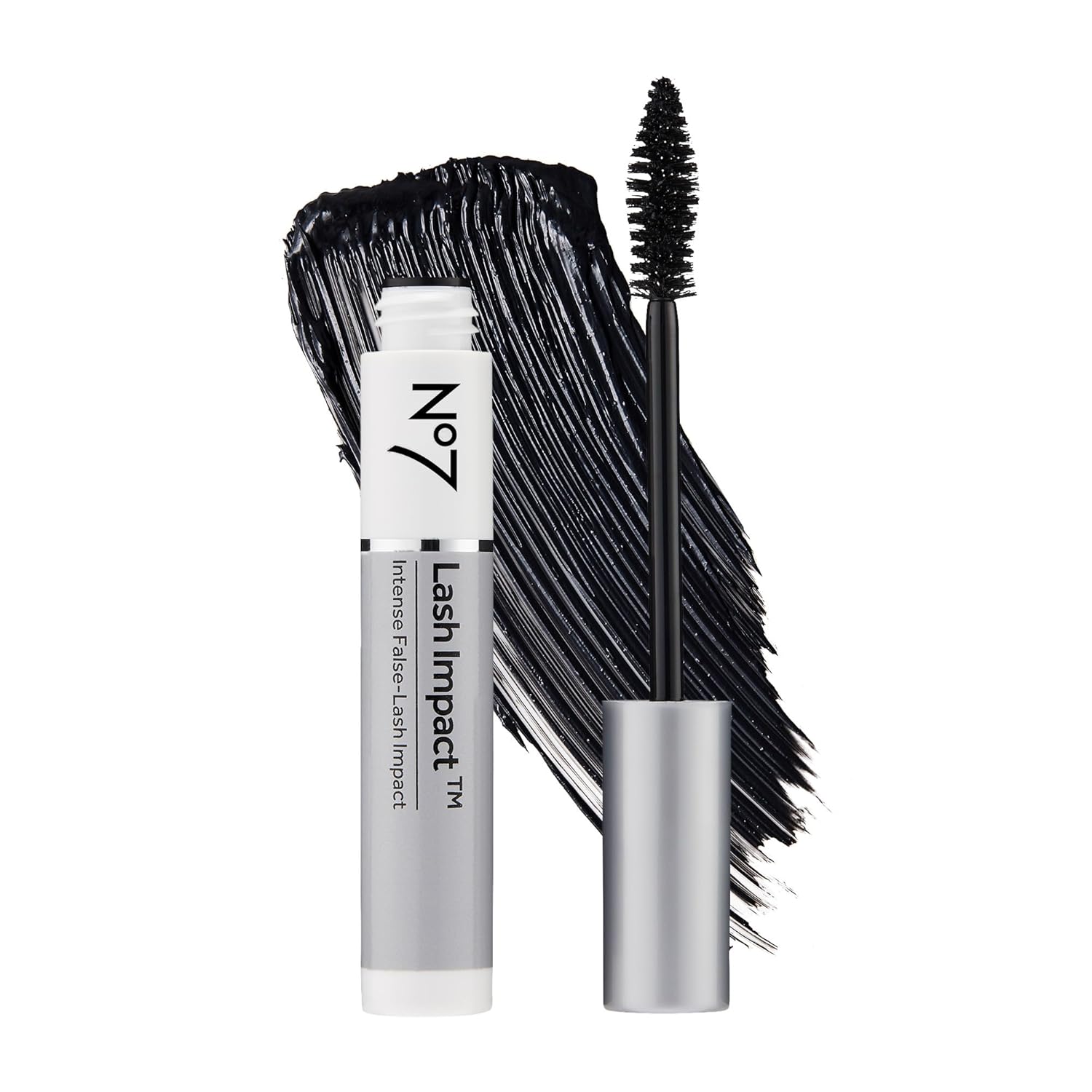 No7 Lash Impact Mascara – Black – Volumizing Mascara for False-Lash Effect – Smudge-Free Formula for Lengthening Lashes with Oversized Cone Brush Applicator (7ml)