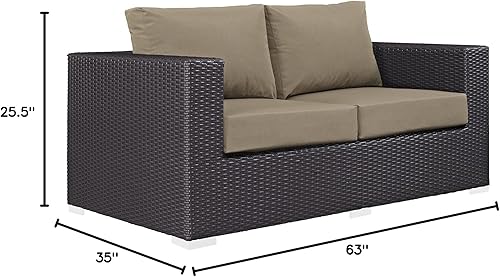 Vista 95 de Modway EEI-1911-EXP-ORA Convene - Muebles otomanos cuadrados de tela para patio, muebles de exterior, color naranja espresso Espresso Naranja