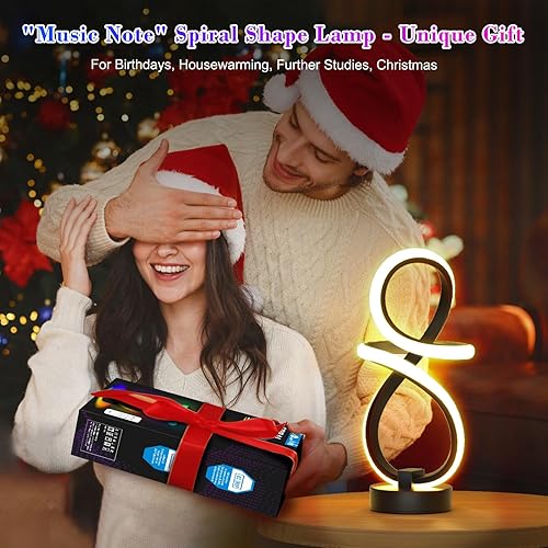 Miniatura 6 de Lámpara de mesa LED en espiral, 16 modos RGB+IC que cambia de color con función de memoria, control táctil y remoto, regulable de 3 vías, pequeña