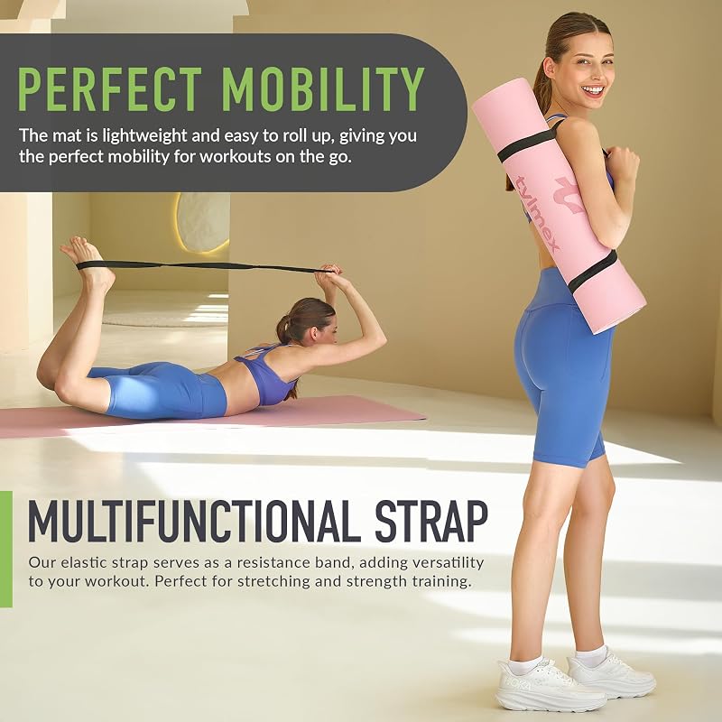 Saltea de Yoga Tylmex 183x61cm TPE Antiderapantă pentru Fitness și Pilates