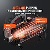 Vista 3 de VEVOR 12V Air Compressor with Tank 0.8 Gallon/3 L, Train Horn Air Compressor, 120 psi Working Pressure Onboard Air Compressor System for Train Air