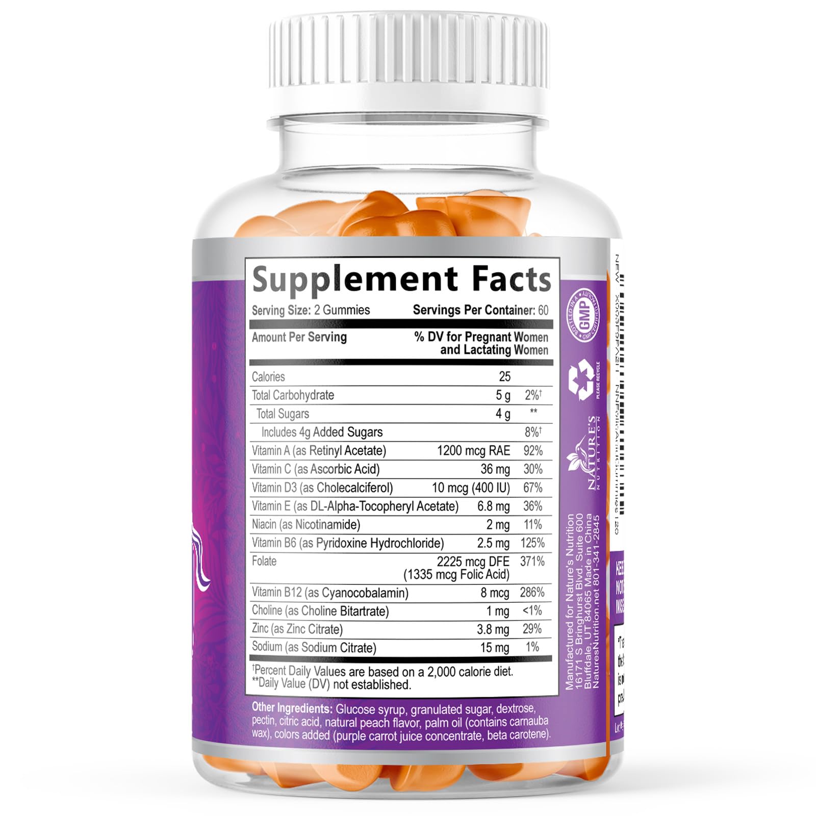 Prenatal Vitamins for Women - Pregnancy Vitamins Gummies with 1335mcg of Folic Acid, Vitamin A, C, D3, B12, B6 - Prenatal Multivitamin Gummy for Fetal Support, Pregnant & Nursing Women - 120 Gummies — Amazon image 9