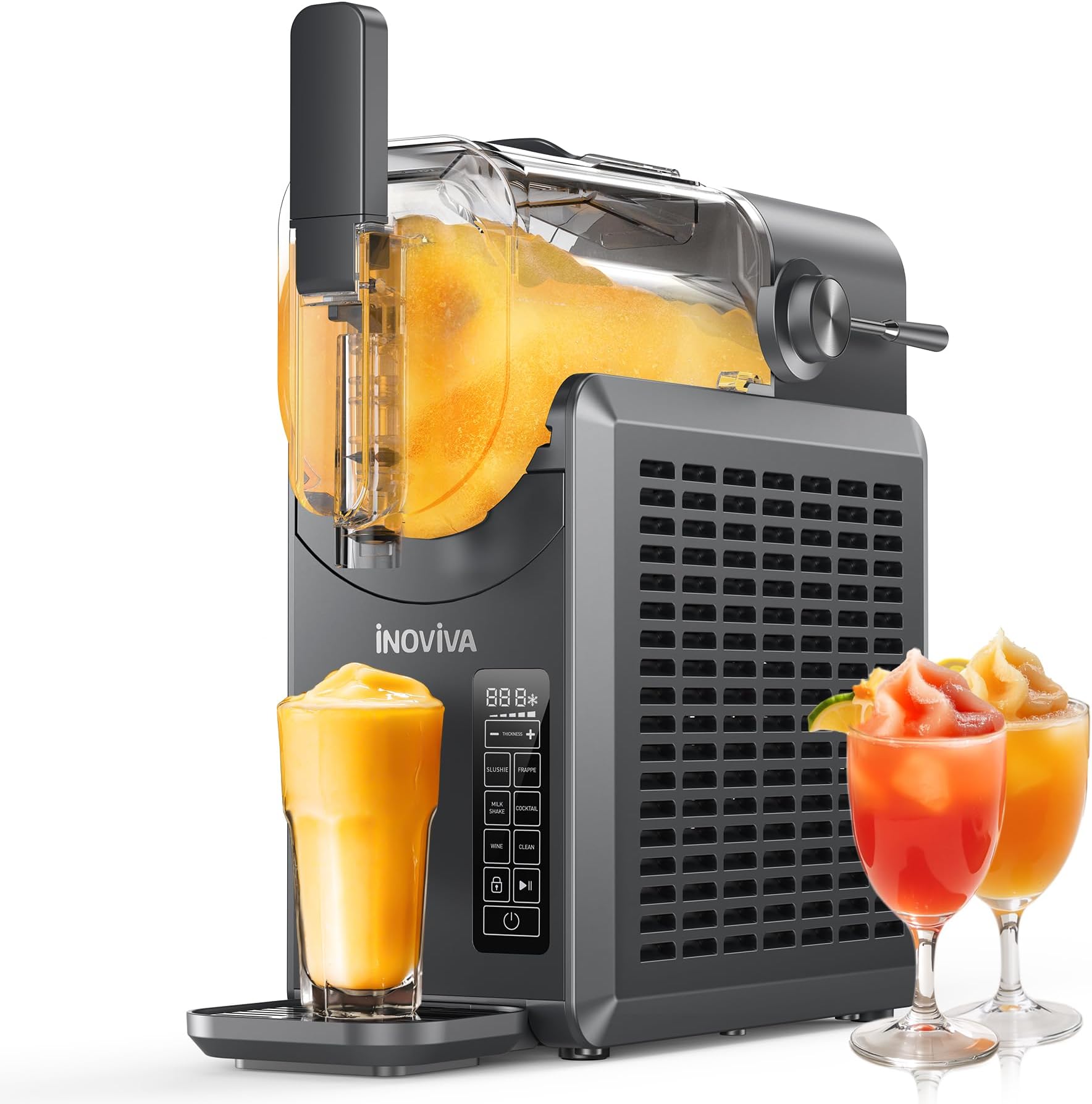 Slushie Machine, No Ice Needed, INOVIVA 68 oz Frozen Drink Maker for Home with Self-Cleaning, 5 Preset Programs, Frozen Margaritas, Frappés, Milkshake, and More, (2025 Version)